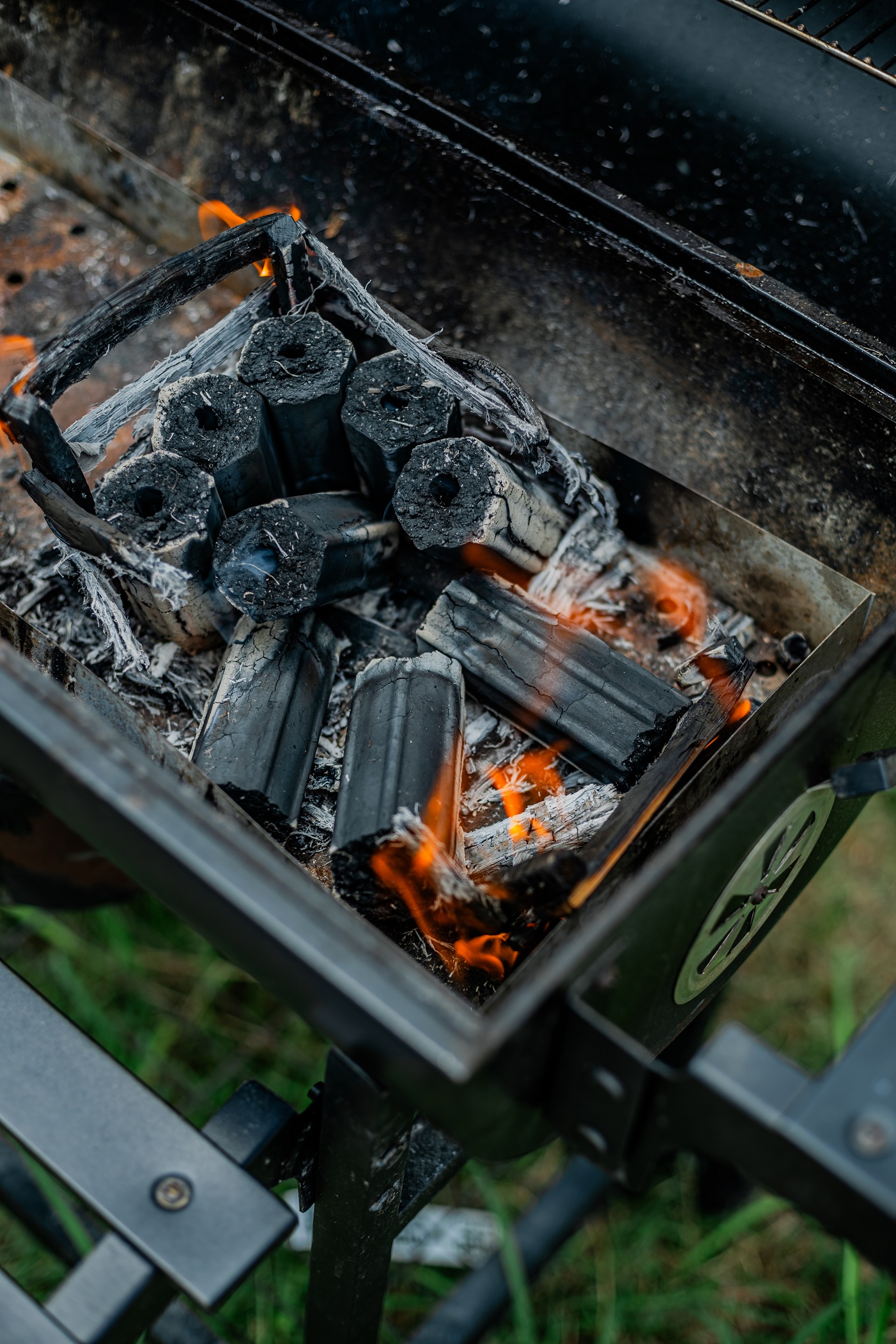 Burning Coconut Briquettes